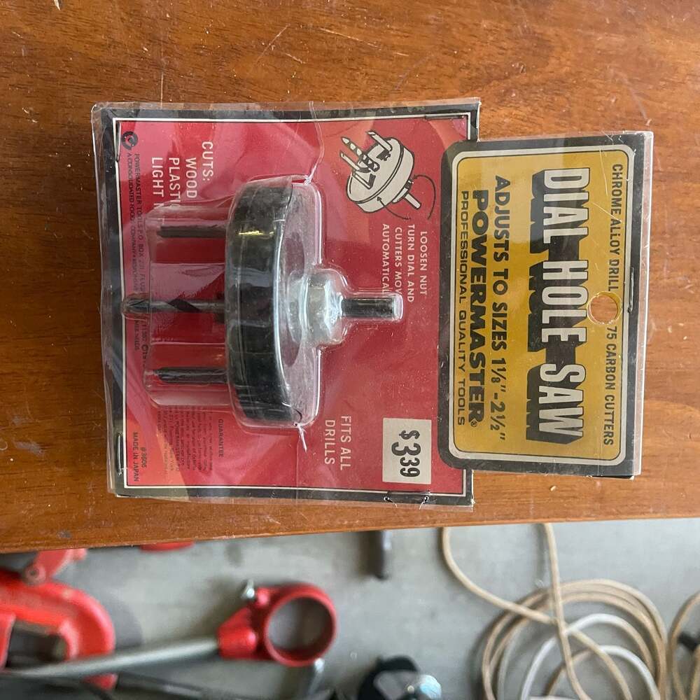 Vintage Powermaster Dial Hole Saw Adjustable 1 1/8" - 2 1/2" Chrome Alloy Drill